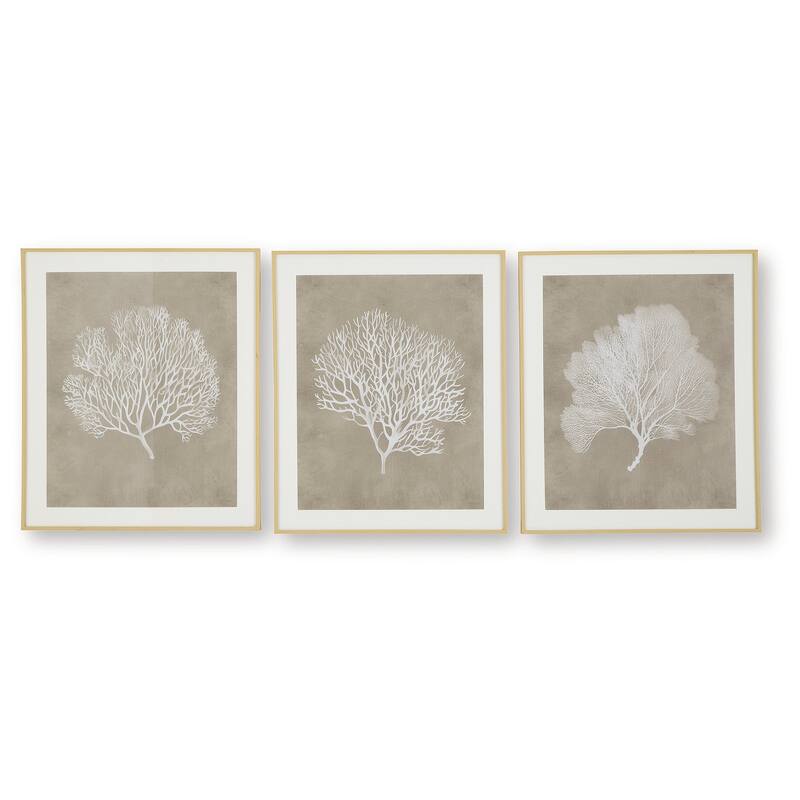 Signature Design by Ashley Hendridge Beige/White Wall Art (Set of 3)