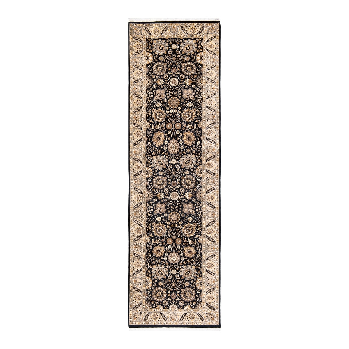 Overton Handknotted Wool Traditional Oriental Black Runner