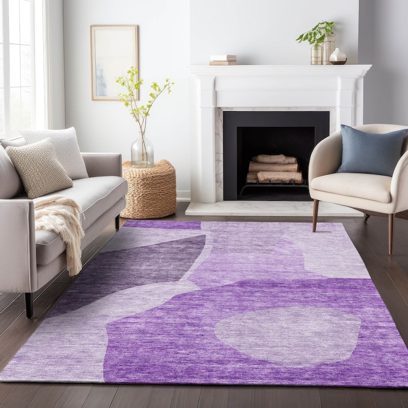Premium Washable Super Soft Contemporary Geometric Mayfield Rug - Eggplant - 8' x 10' - Rectangle
