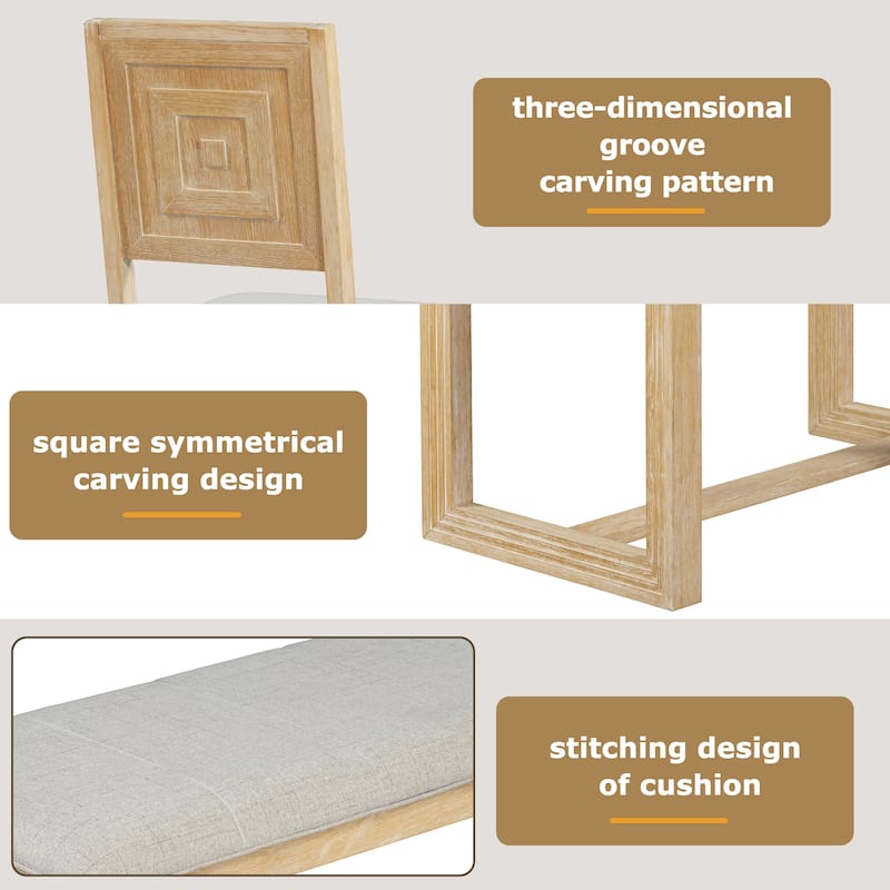 60" Wood Rectangular Kitchen Table, 6-Piece Dining Table Set with 4 Upholstered Chairs & Bench, for Kitchen & Dining Room