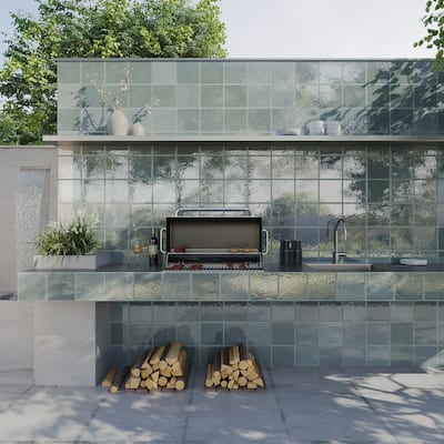 Cadence 8x8 Soft Sage Green Porcelain Zellige Square Wall and Floor Tile (12.49 sq ft/case) - 29 Pack