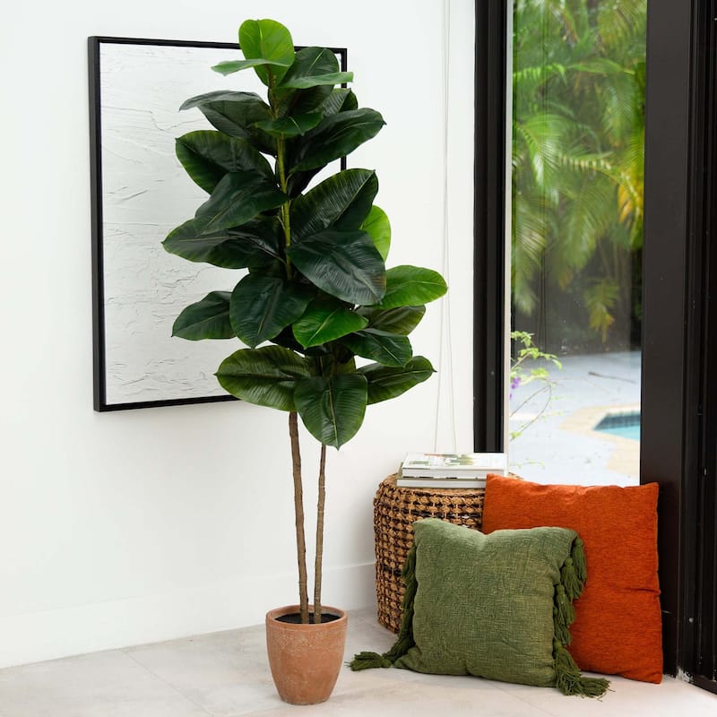 Rubber Artificial Potted Tree - 6' - Green