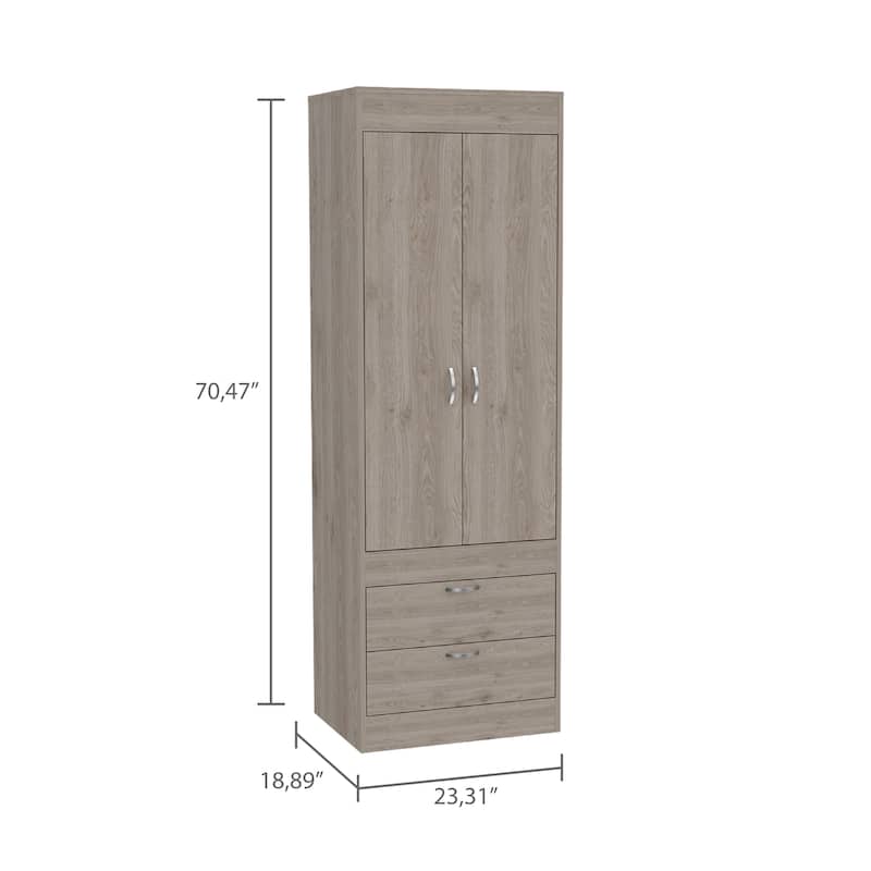 FM Furniture Alabama Armoire with Large Cabinet and 2 Drawers