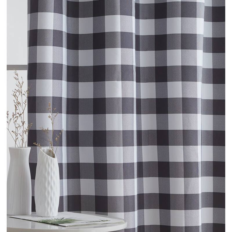 HLC.me Andersen Check Plaid 100% Blackout Thermal Insulated Energy Saving Heat Blocking Grommet Curtain Panels, 2 Panels