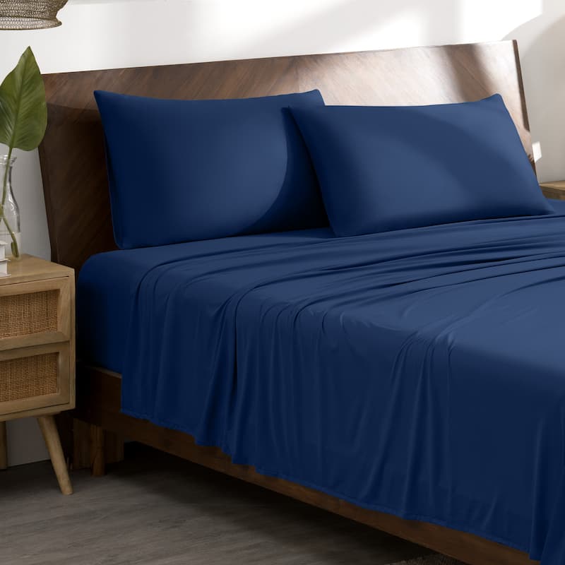 Bare Home Microfiber Stretch Knit Sheet Set - King - Dark Blue