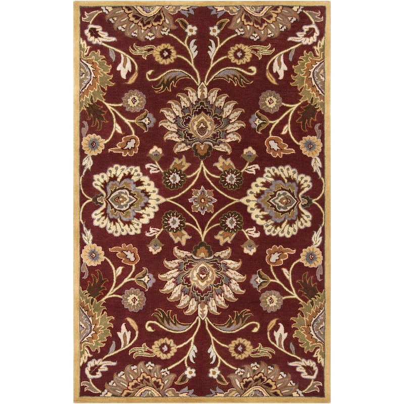 Livabliss Caesar Updated Traditional Paisley Hand Tufted Area Rug. - Burgundy - 6' x 9'