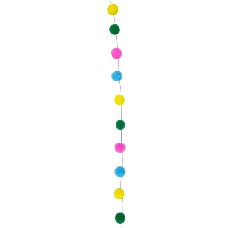 9' Multi-color Plush Snowball Christmas Garland