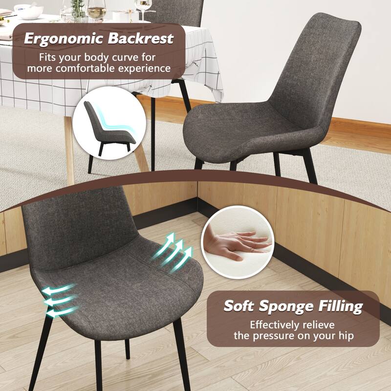 Gymax Dining Chair Set of 4 w/ Metal Legs Padded Seats & Backs for