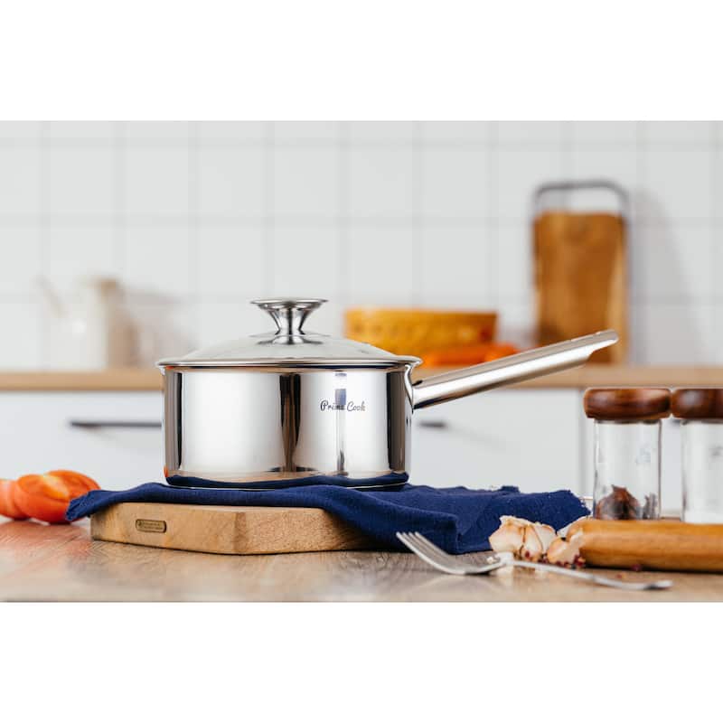 Prime Cook Stainless Steel Saucepan with Lid 2 QUART (3 sizes)