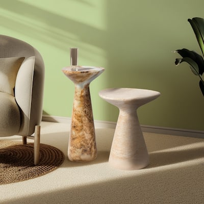 Studio London Faux Stone Side Table and Onyx Finish Set of 2