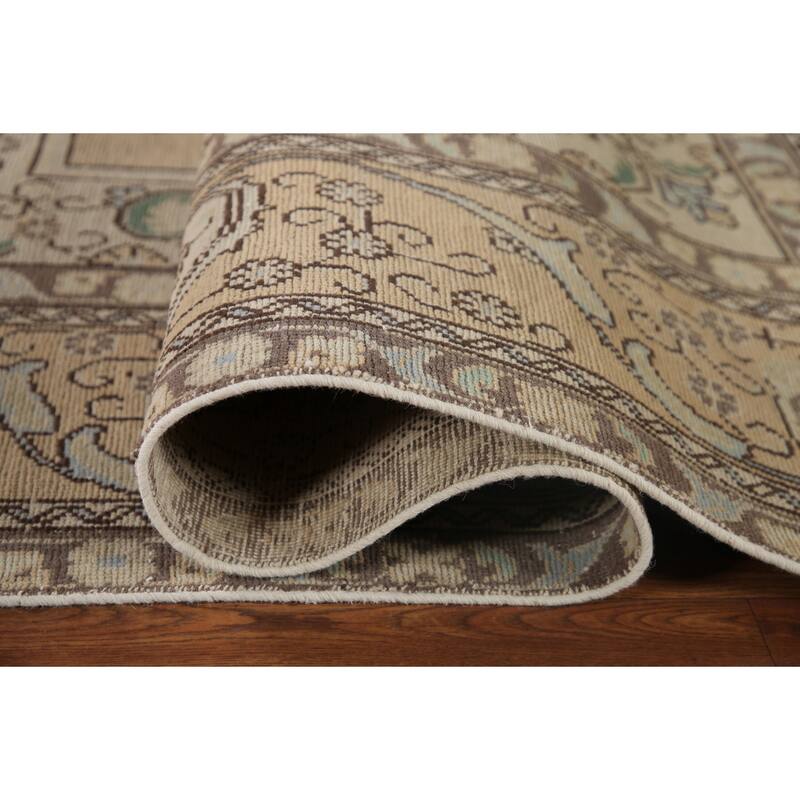 Geometric Tabriz Persian Vintage Area Rug Handmade Wool Carpet - 9'7" x 12'9"