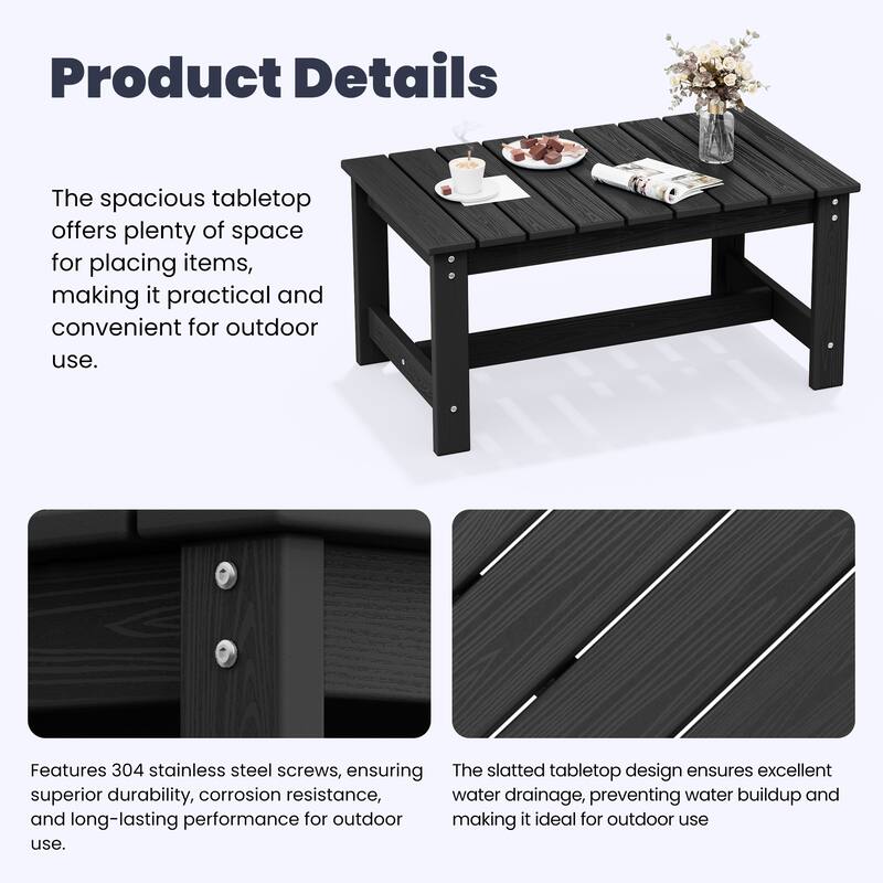 Outdoor Patio HDPE Rectangle Coffee Table
