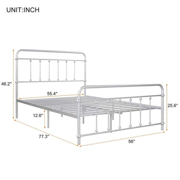 dimension image slide 3 of 4, Merax Full Size Metal Platform Bed with Headboard and Footboard