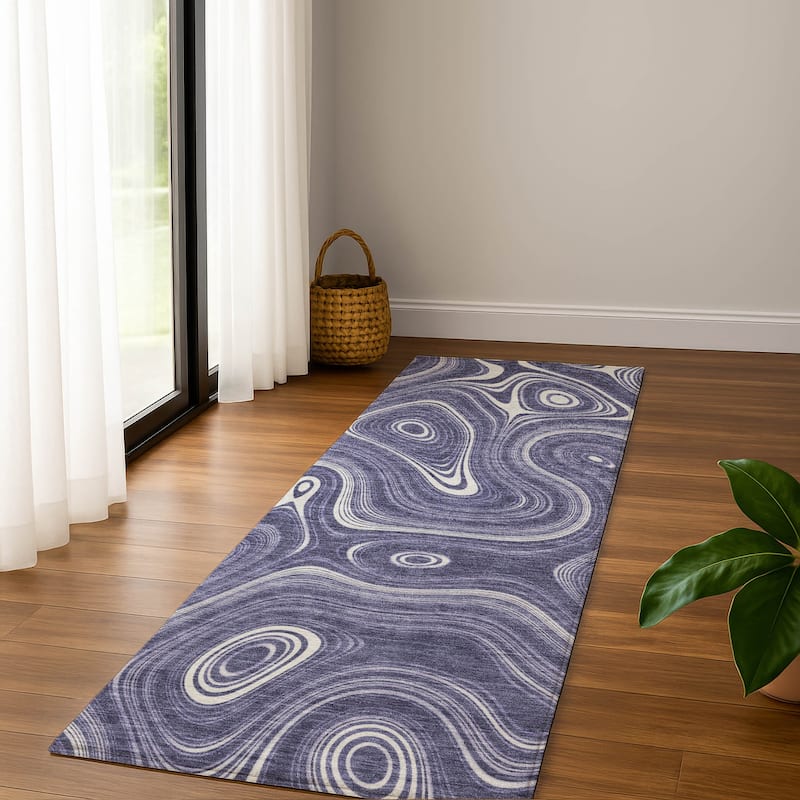 Premium Washable Super Soft Contemporary Alfa Mayfield Rug - Plum - 2'3" x 7'6"