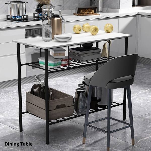 Counter Height Kitchen Island Prep Table With Worktop,2 ...
