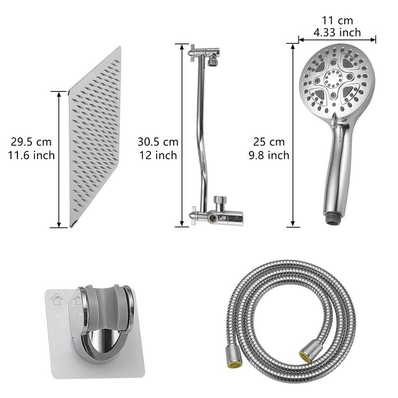 11.6 in. 7-Spray Patterns Dual Wall Mount Dual Shower Heads and Handheld Shower Head
