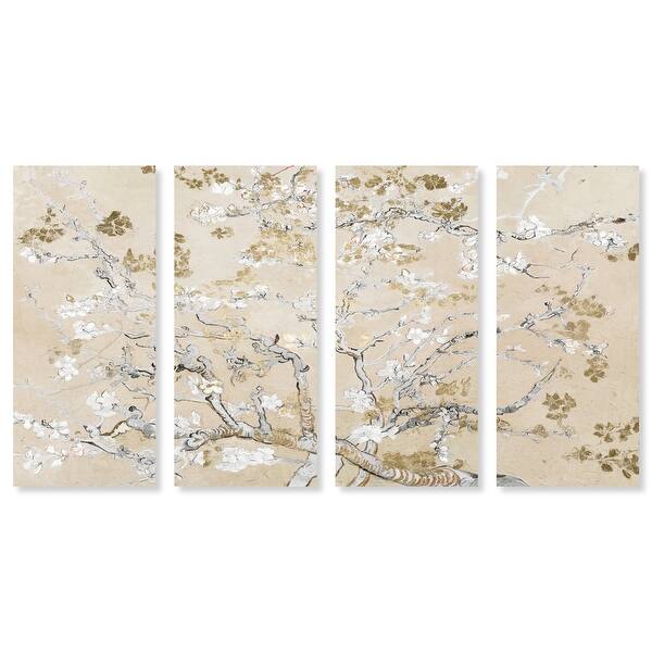 slide 1 of 4, Floral and Botanical 'Van Gogh in Golden Blossoms Inspiration Four Piece' Trees by Oliver Gal Wall Art Print