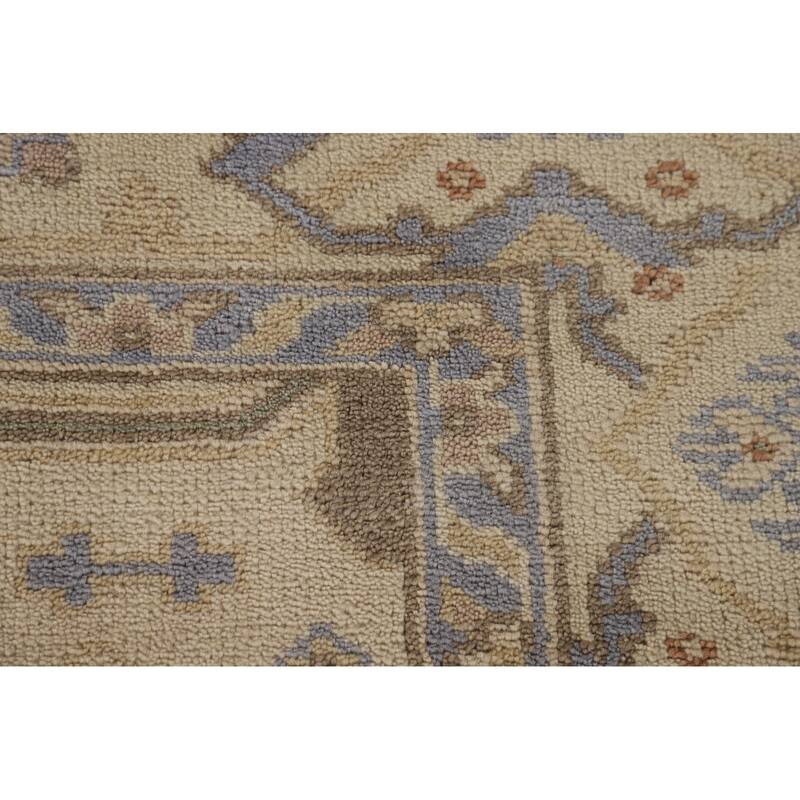 Beige Oushak Oriental Area Rug Handmade Wool Carpet - 7'11"x 9'0"