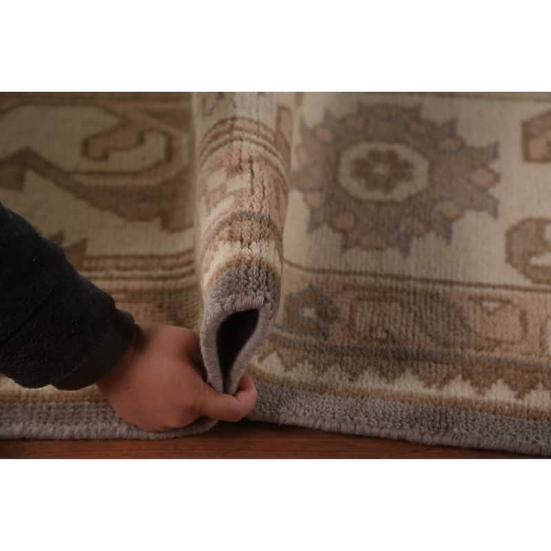 Gray Oushak Indian Area Rug Hand-Knotted Wool Carpet - 9'0"x 12'0"