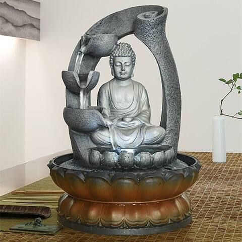 Buddha Fountain Tabletop Decor Waterfall Kit with Fountain Pump