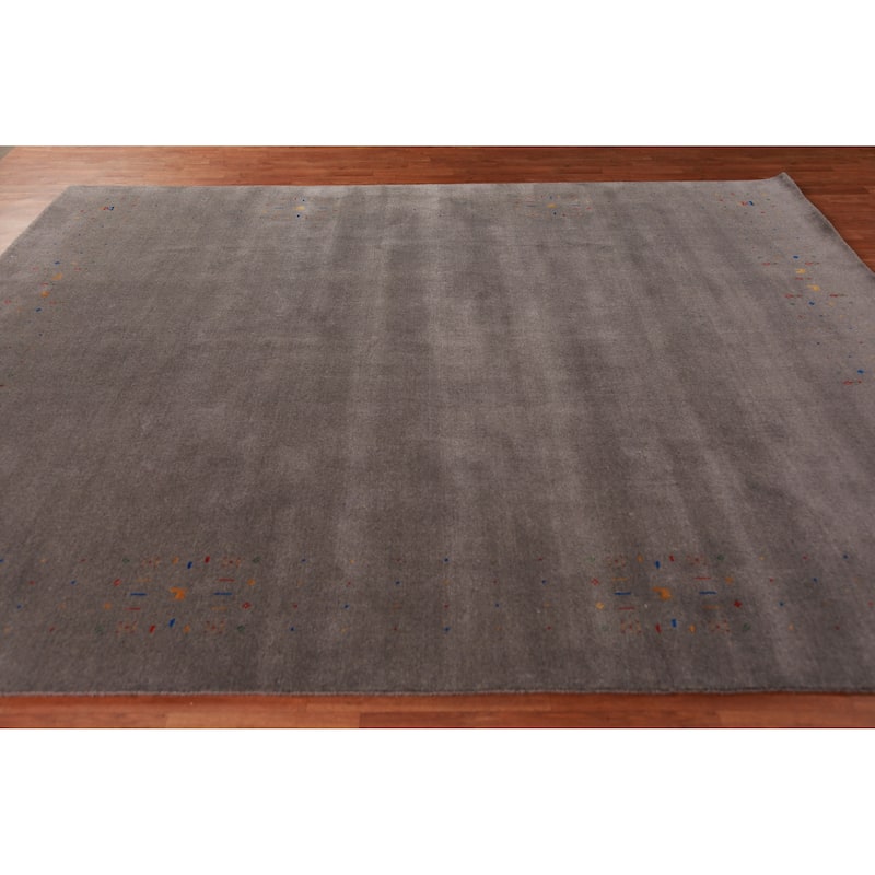 Tribal Gabbeh Indian Area Rug Hand-Knotted Oriental Wool Carpet - 8'1" x 9'10"