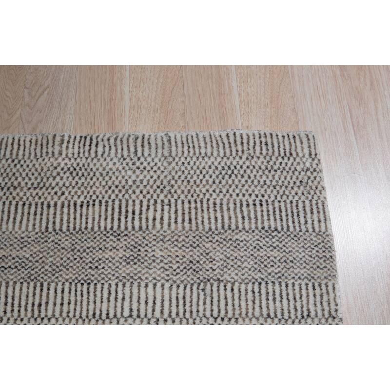 Beige/Brown Hand Knotted Wool Modern Modern Grass Rug, 3' x 5', soft stylish floor rug - L