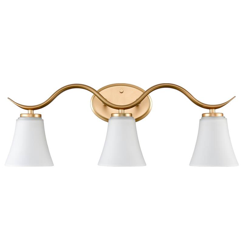 Firenze Modern Bathroom Vanity Light Fixture 3-Light Milk Glass - Brass