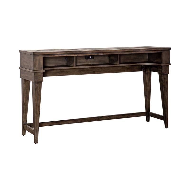 Arrowcreek Weathered Stone Console Bar Table- Charging Station, Reclaimed Wood & Stone