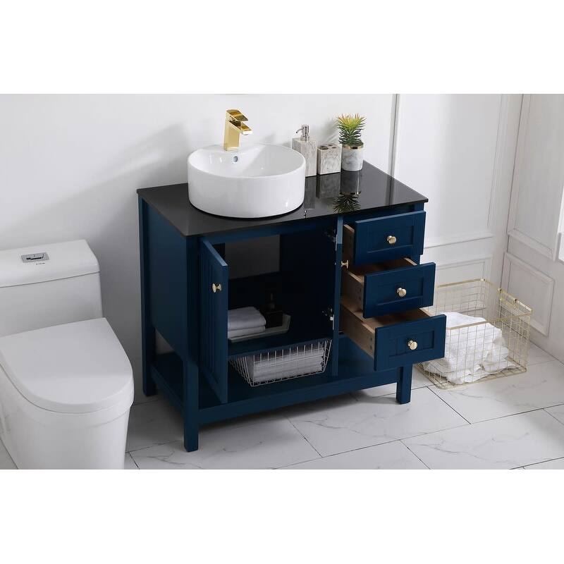 Elegant Lighting VF16236 Ralph 36" Free Standing Single Basin Vanity - Blue