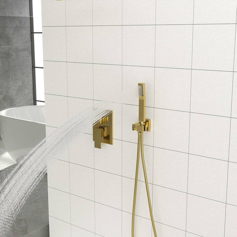 Ceiling-Mounted Square Shower System and Handheld Showerhead Set