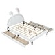 preview thumbnail 6 of 19, Full Size Upholstered Leather Platform Bed with Rabbit Ornament & 4 Drawers, Low to Ground Full Bed Frame with Slats Support