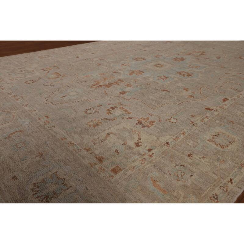 Floral Vegetable Dye Oushak Turkish Large Rug Hand-Knotted Wool Carpet - 10'3"x 13'9"