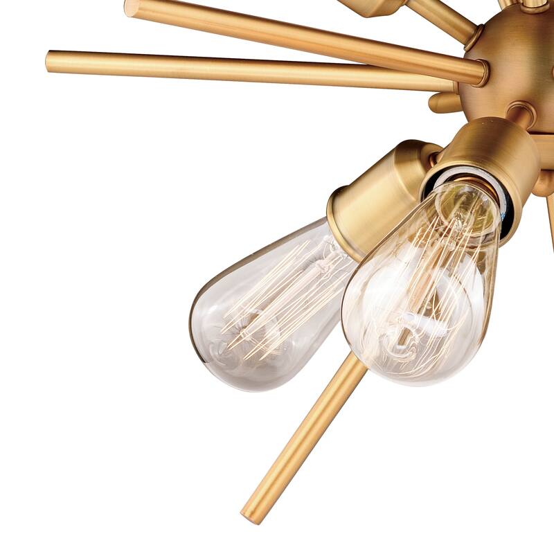 Estelle 6 Light Brass Mid-Century Modern Sputnik Pendant - 19-in W x 19.5-in H x 19-in D