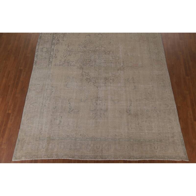 Hand Knotted Oriental 100% Wool Carpet Traditional Medallion Beige & Ivories Tabriz Area Rug - 12' 11'' X 9' 6''