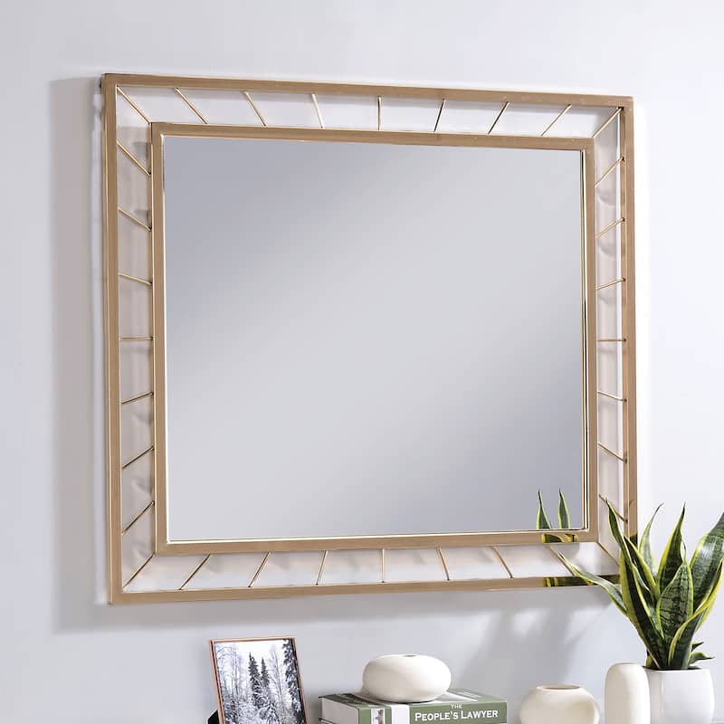 Anjah Contemporary Gold 5mm Metal Wall Mirror by Furniture of America