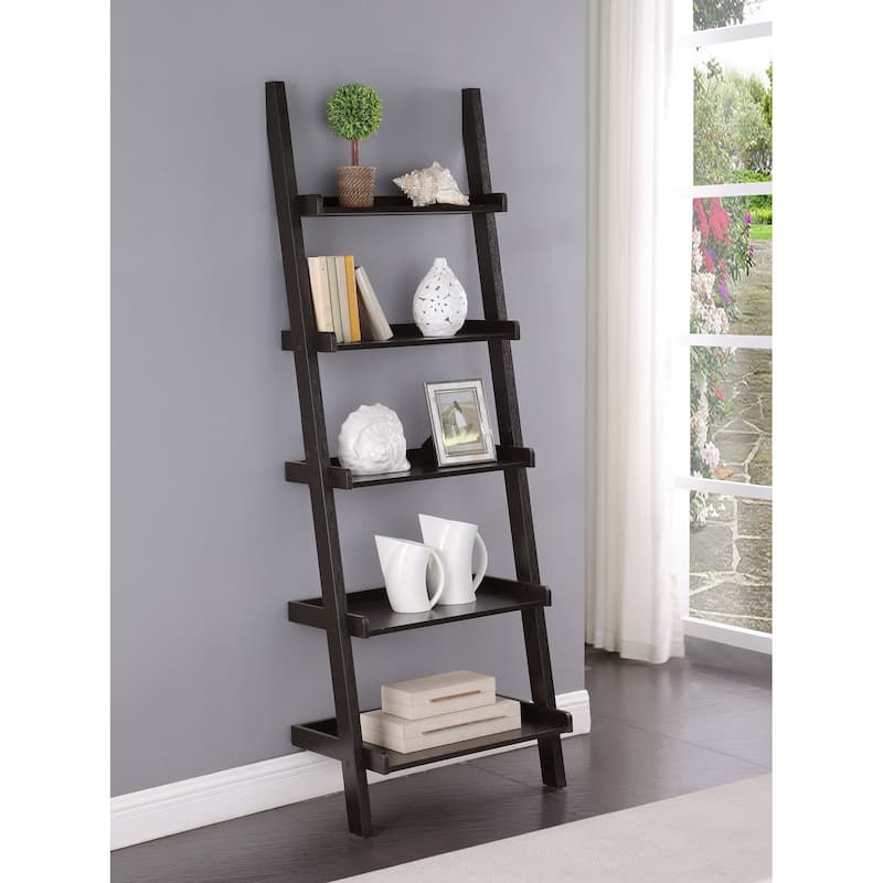 Colella 72-inch 5-shelf Ladder Bookshelf Cappuccino - 24.75" x 16.50" x 72.00"