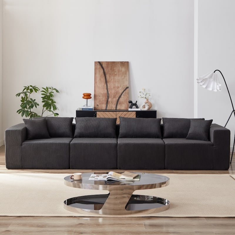 104" Corduroy Upholstered Modular L-shaped Sectional Sofa
