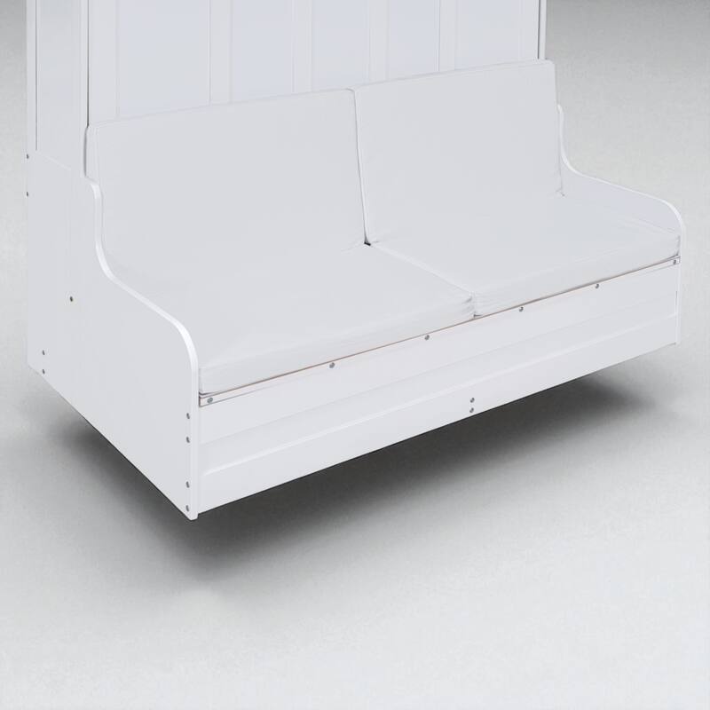 Queen Size Murphy Wall Bed with Folding Cushion Chair, Space-Saving Cabinet Bed for Guest Room or Home Office