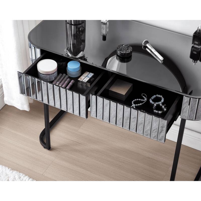 39" Mirrored Makeup Vanity Table with Stainless Steel Base
