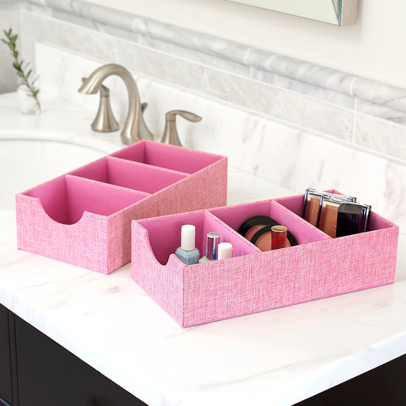 Household Essentials 3-Compartment Drawer Organizers - Carnation