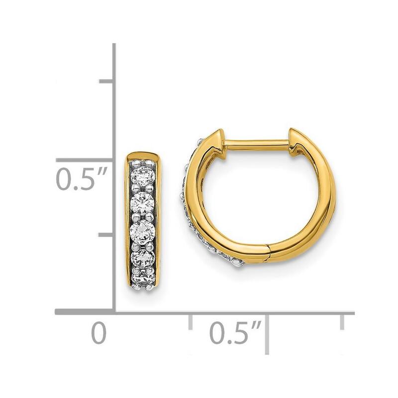 Curata 14k Yellow Gold Diamond Hoop Earrings - 11x12mm Wide 2mm Thick