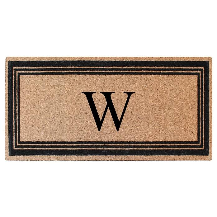 A1HC Natural Coir Monogrammed Flock Anti shed Treated Durable Doormat BlackBeige - 36"X72" - W