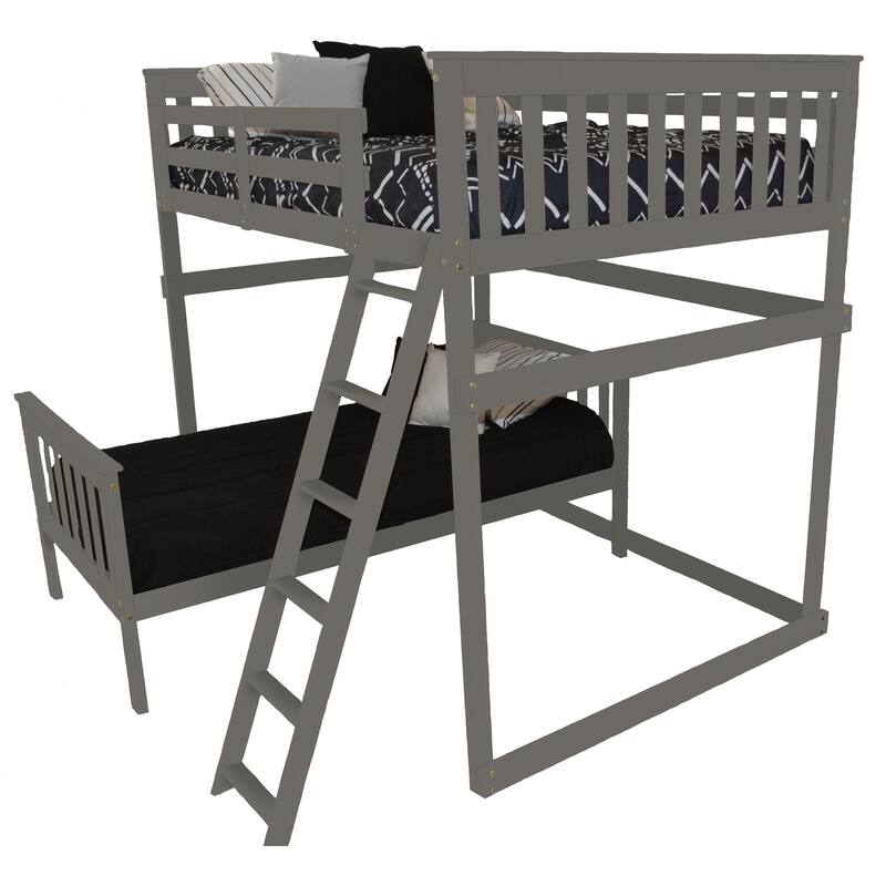 Pine Full Mission Loft Bed with Side Ladder