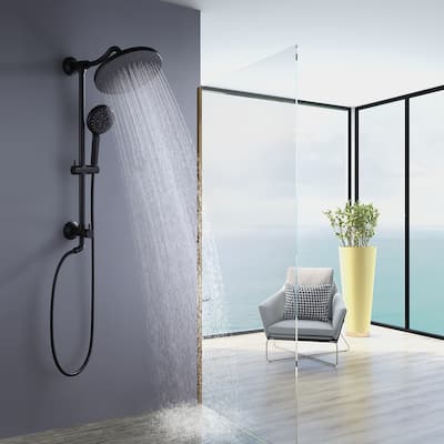 Wall Mounted Exposed Pipe Shower System With Handheld Shower 10 Inch Head Matte Black Shower Faucet Set (Main Body Not Included)