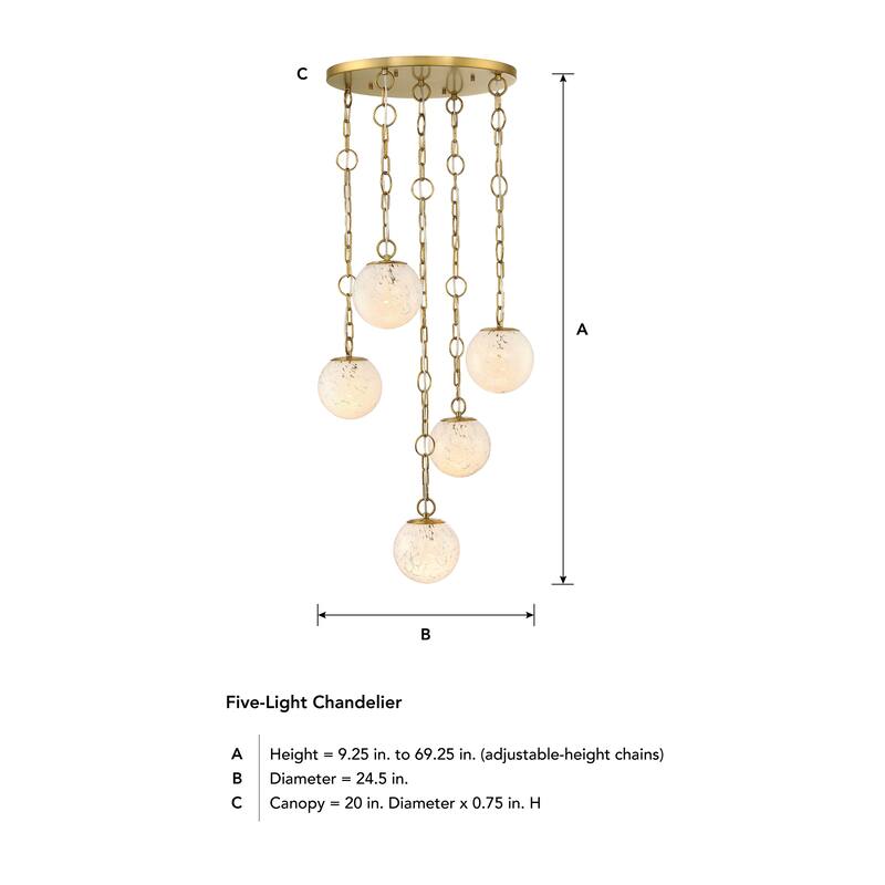 Wine Flower 5-Light Brushed Gold Glam Statement Chandelier for Foyers and Entryways - 24.5