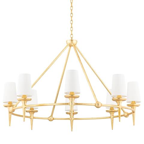 Torch 8-Light Chandelier with White Shades