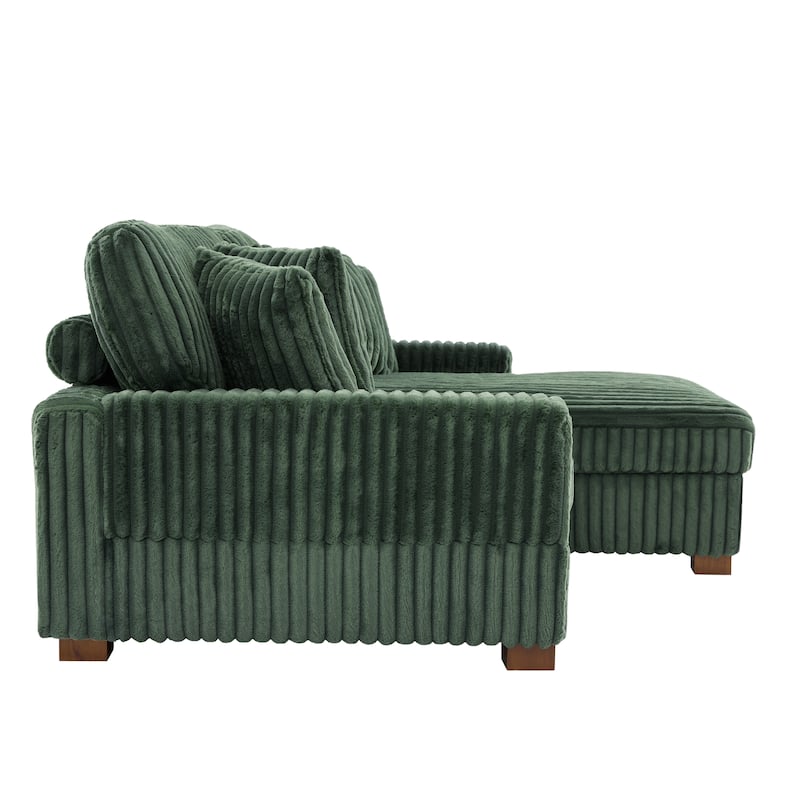 Anne 82" W Comfy Upholstered Plush Corduroy Modular Sectional Sofa