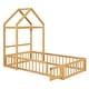 preview thumbnail 10 of 47, Twin Size Wooden Floor Bed with Fence Railings and Detachable Headboard, Kids Dress Up Rack, Playhouse Frame