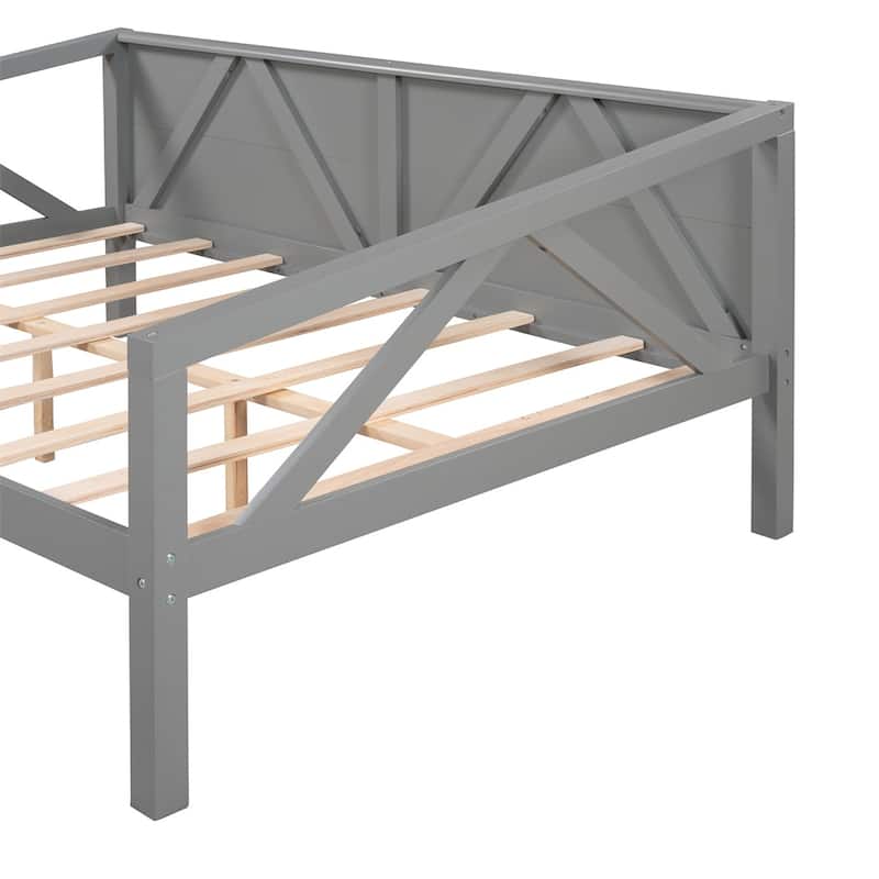 Merax Rustic Style Wood Daybed with Wood Slat Support