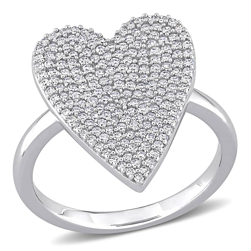 Miadora 3/5ct TDW Diamond Clustered Heart Ring in 10k White Gold